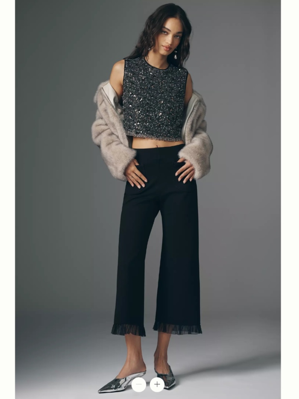 Anthropologie Maeve Colette Tulle High-Rise Wide-Leg Cropped Pants